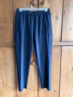 Theory Tapered-Leg Pull-On Pants, Navy, S/P